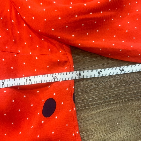 Boden Women's Armelle Red Dot Blouse, 3/4 Length Sleeve, Mock Neck, Size 2 - Picture 7 of 14